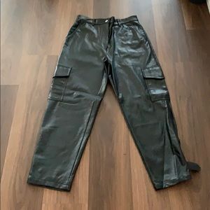 Vegan leather cargo pants
